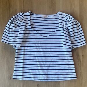 Skies Are Blue Navy and White Striped Top